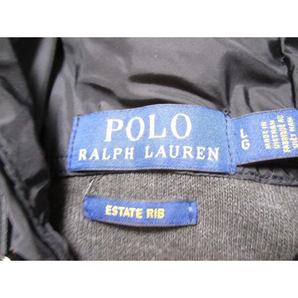 Polo Ralph Lauren Estate Rib Men Sz L Grey Hybrid Full Zip Hoodie Jacket (MJ120)